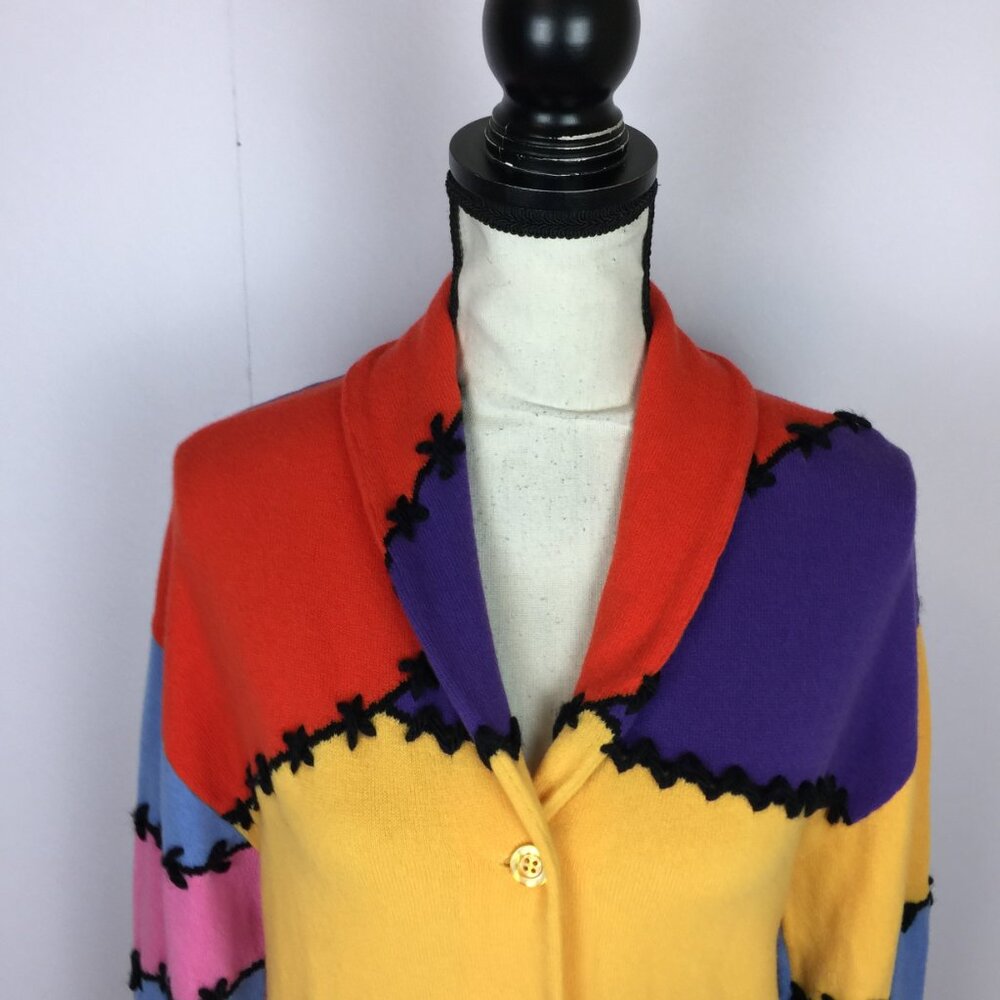 Moschino Couture Milano Sweater Cardigan Size 10 Womans Wool Cashmere Colorblock - Picture 16 of 16
